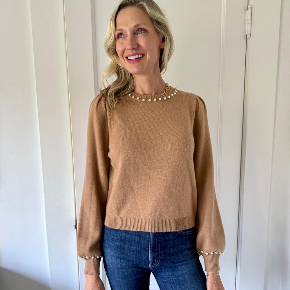 Cami NYC Camel Knit with Pearl Details